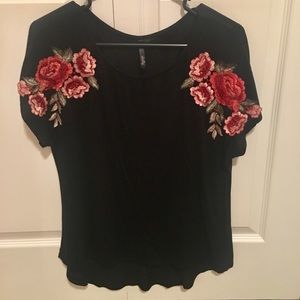 Black embroidered t-shirt